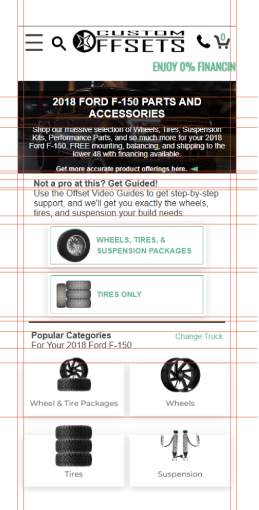 Before — original mobile landing page